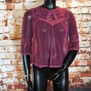 Free People Purple Lace Blouse